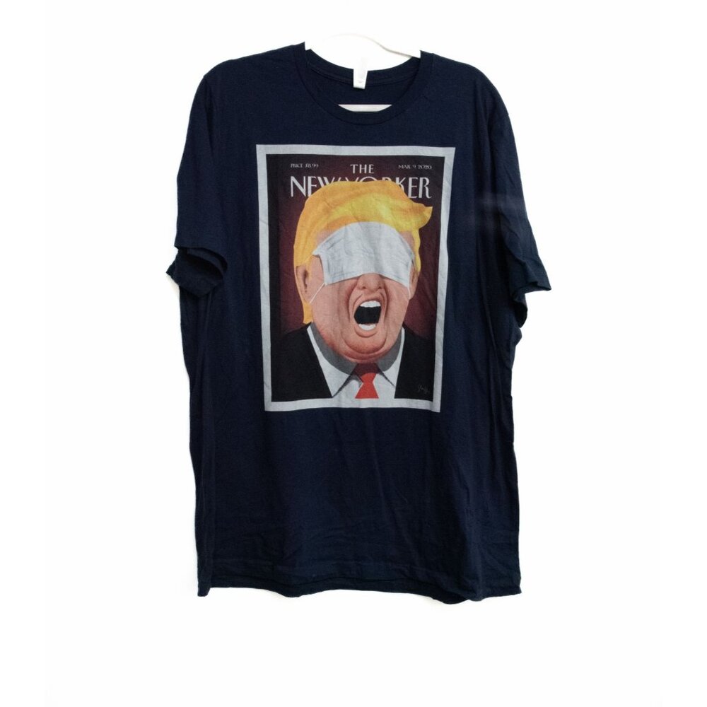 The New Yorker March 2020 Trump Blindfold Graphic T-Shirt Navy Blue